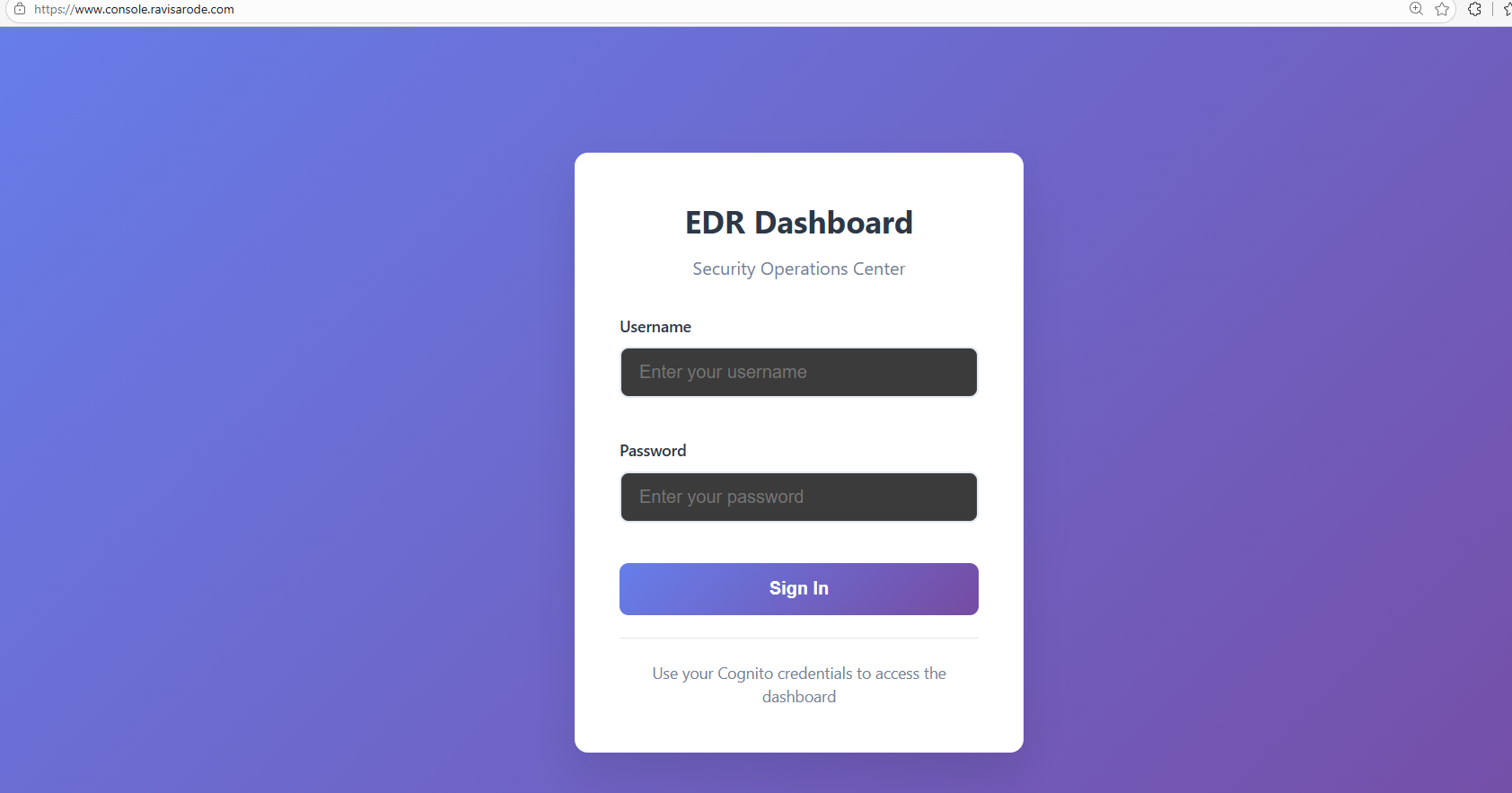 EDR Dashboard — sign-in